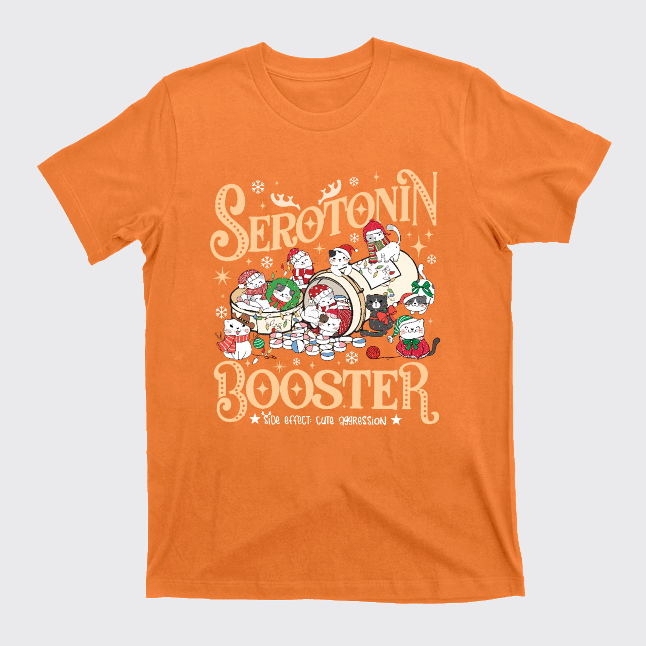 Serotonin Booster Cat Mental Health Christmas T-Shirts