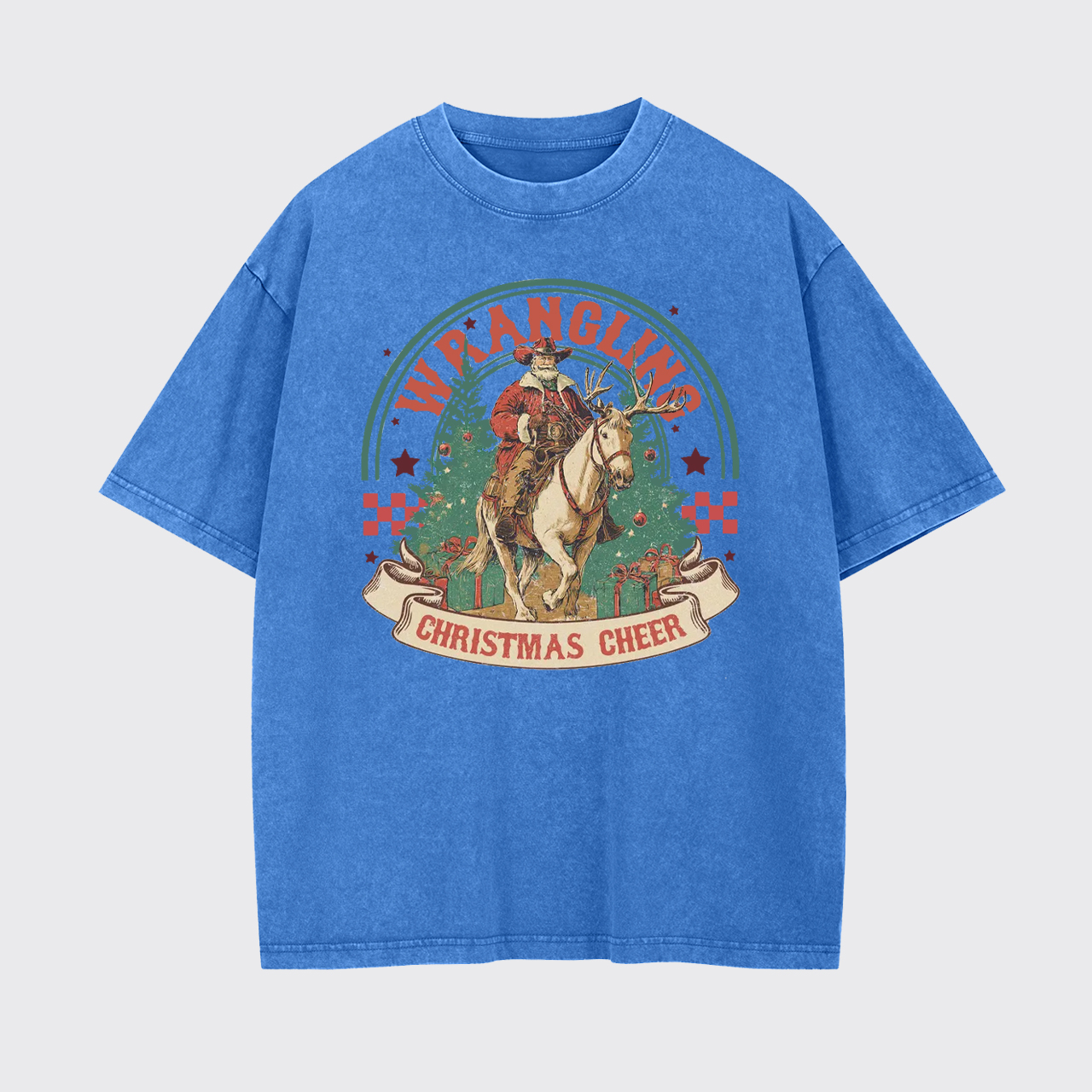 Wrangling Christmas Cheer Cowboy Santa Garment-dye Tees
