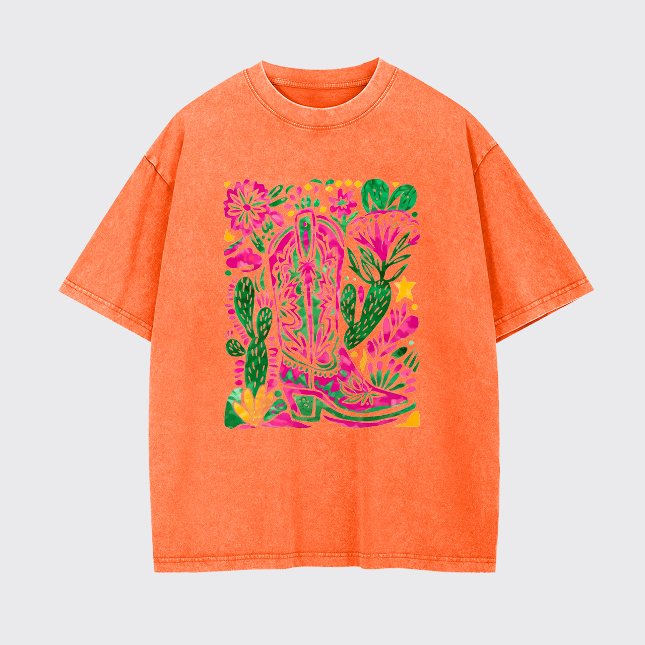 Western Floral Cowboy Boot Garment-dye Tees