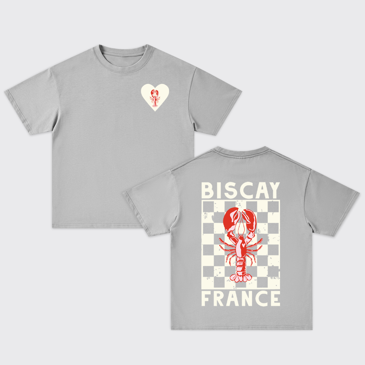 Blue Check Lobster Oversize T-Shirts