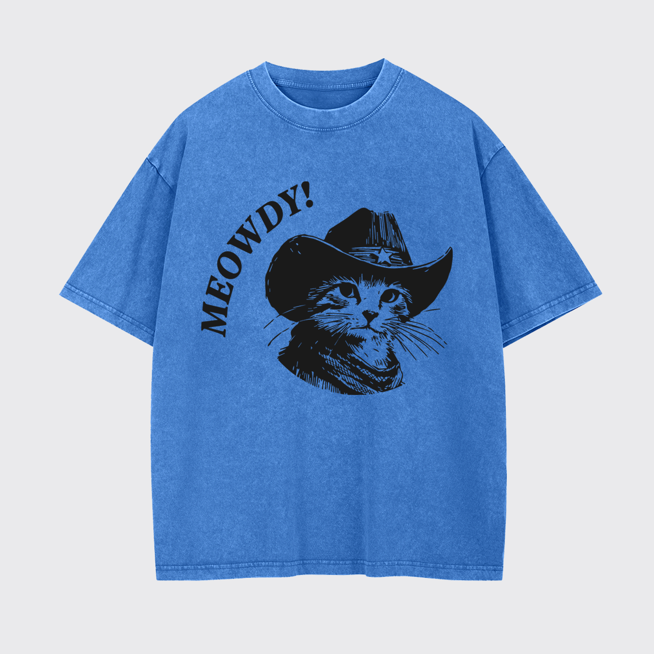 Meowdy Vintage Cowboy Cat Garment-dye Tees