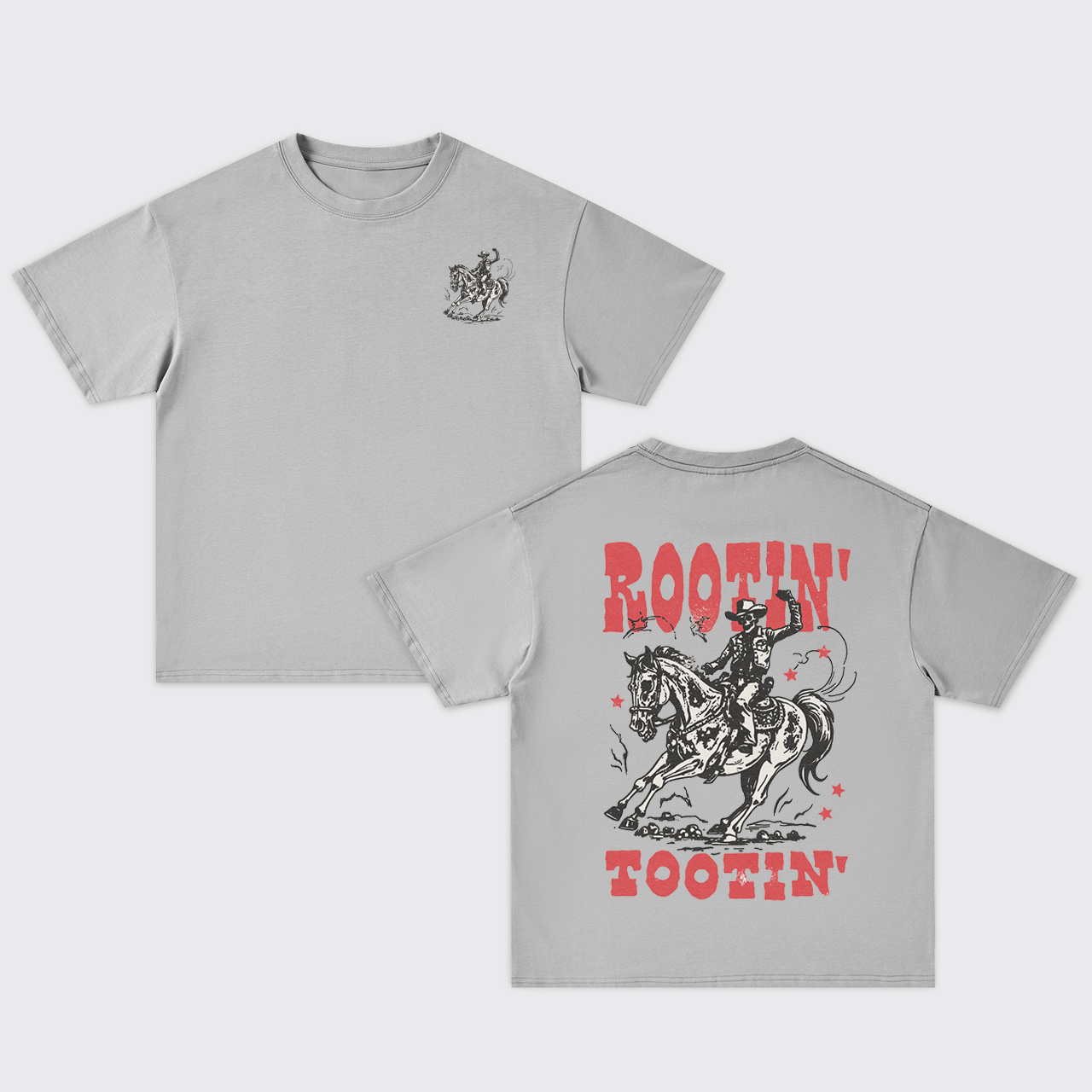 Rootin' Tootin' Cowboy on Horse Outlaw Skull Oversize T-Shirts