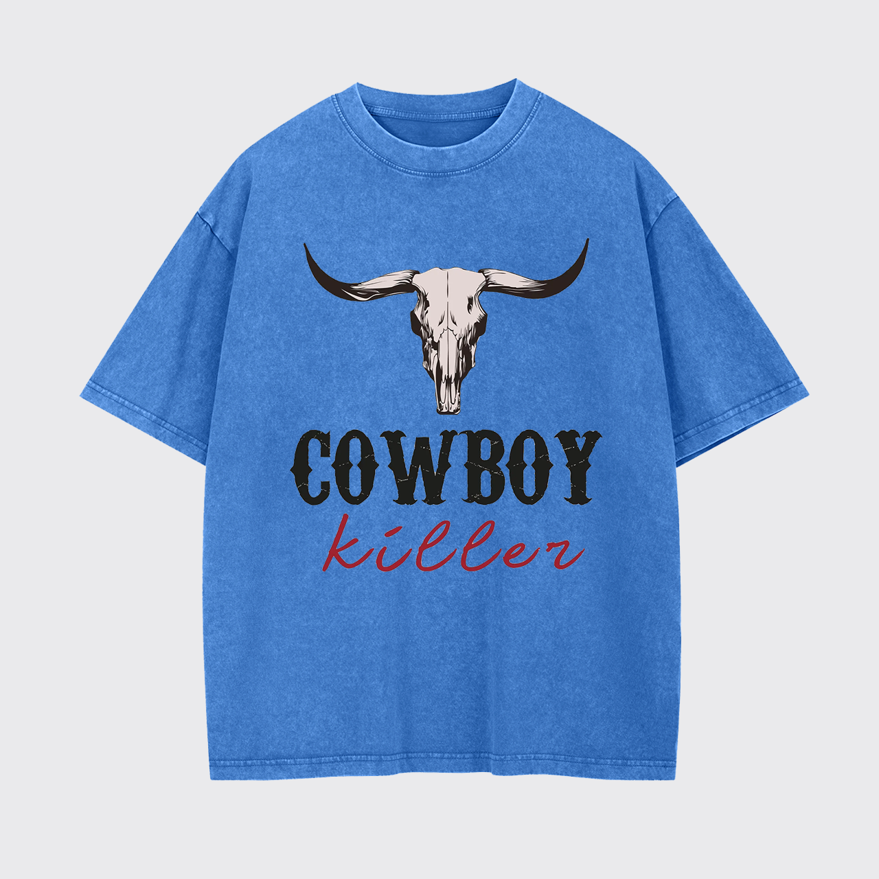 Boho Bull Skull Cowboy Killer Garment-dye Tees