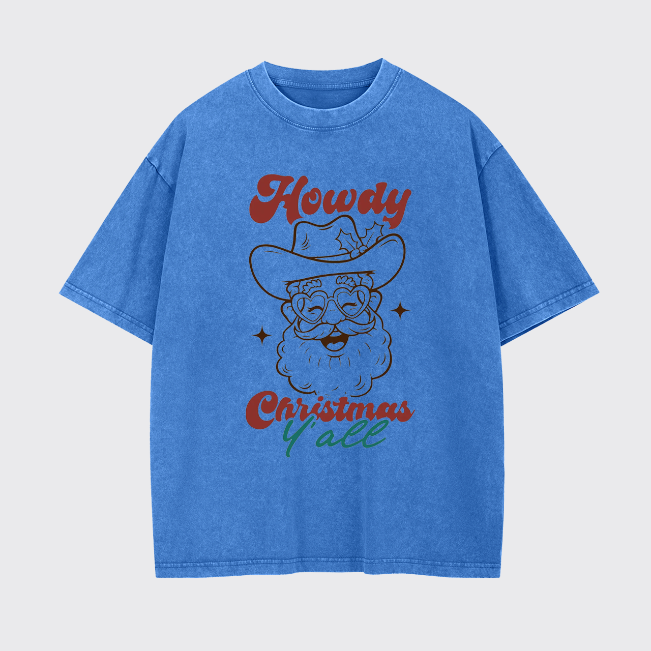 Howdy Christmas Cowboy Santa Garment-dye Tees