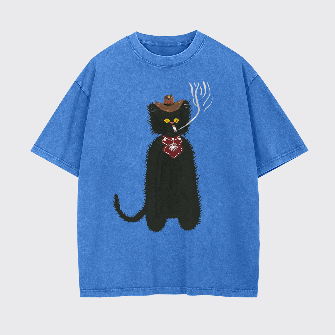 Cat Cowboy Smoking Garment-dye Tees