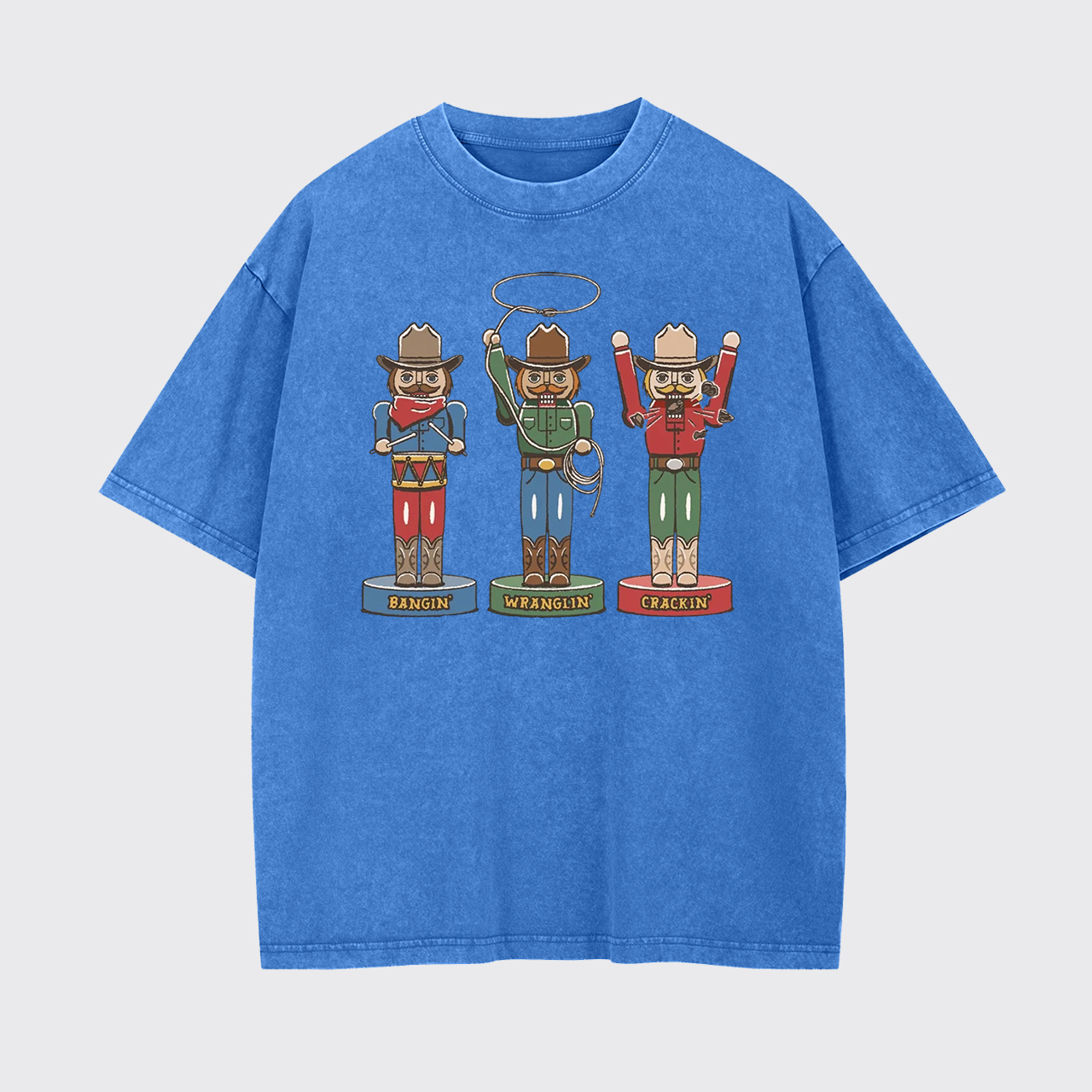 Retro Cowboy Christmas Holiday Season Western Garment-dye Tees