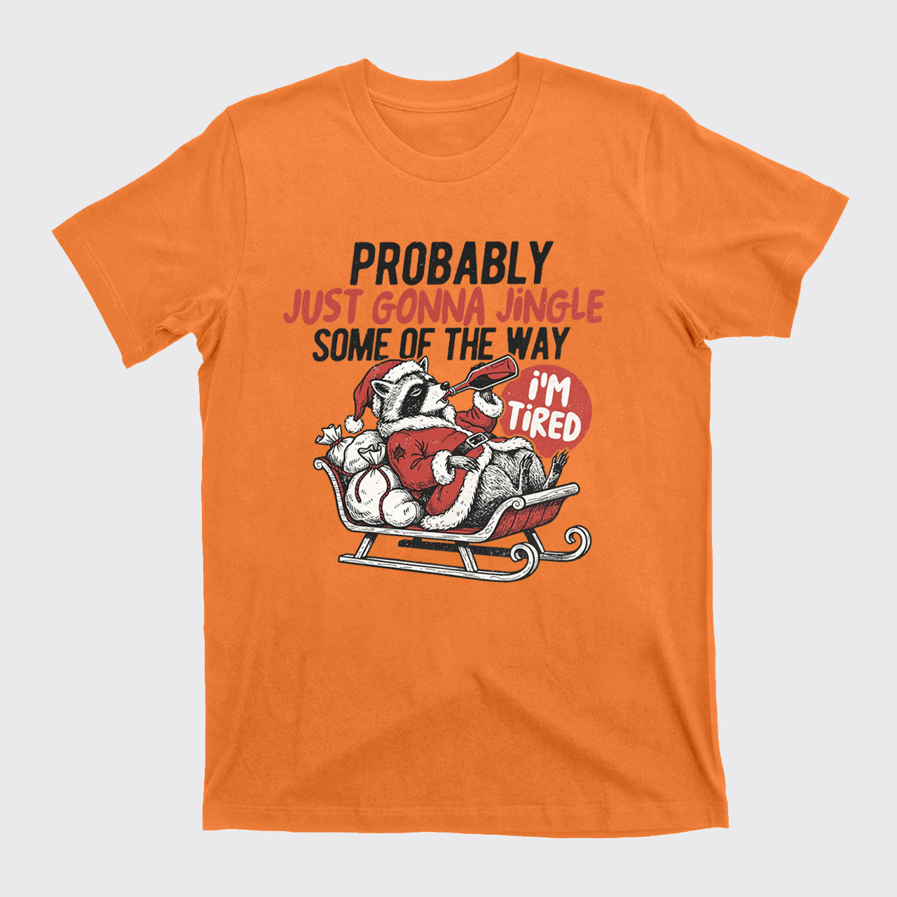 Humorous Christmas Tired Raccoon T-Shirts