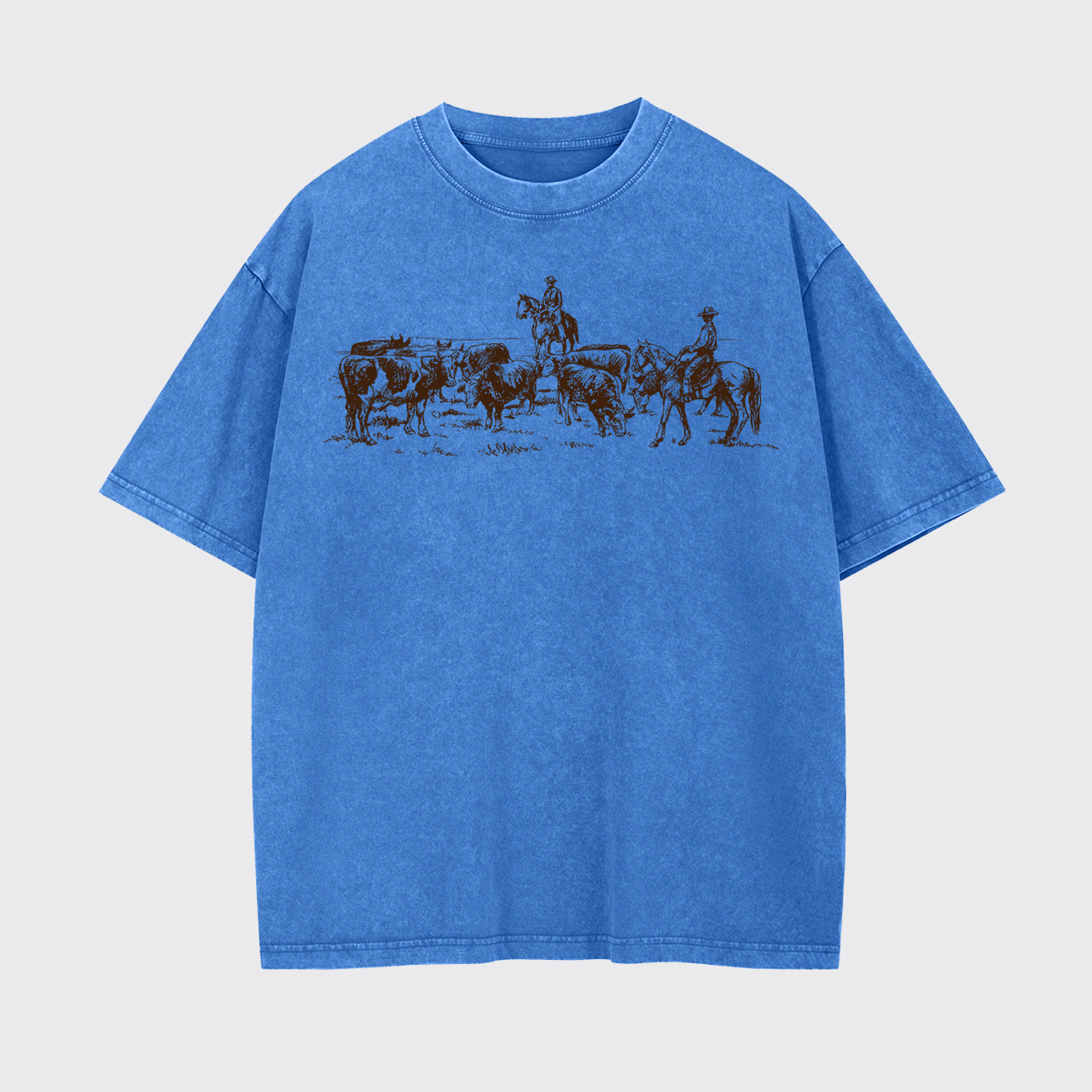 Cowboy Rodeo Western Horse Garment-dye Tees