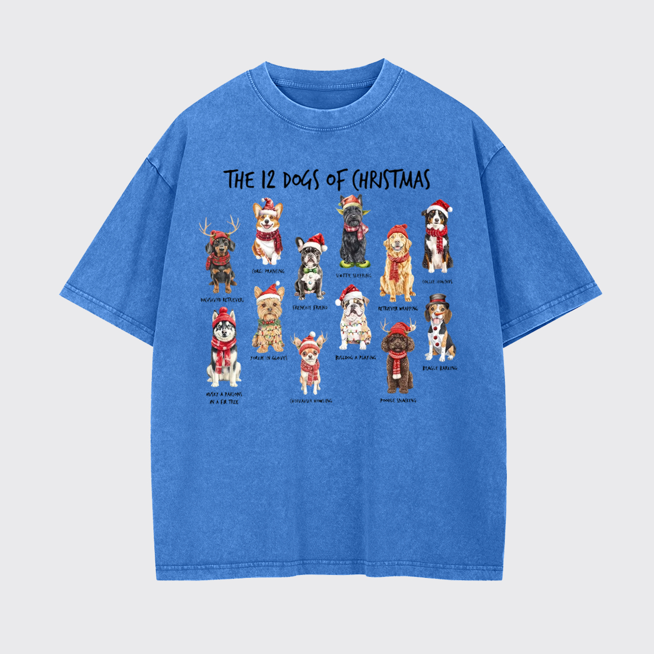Retro 12 Dogs of Christmas Garment-dye Tees