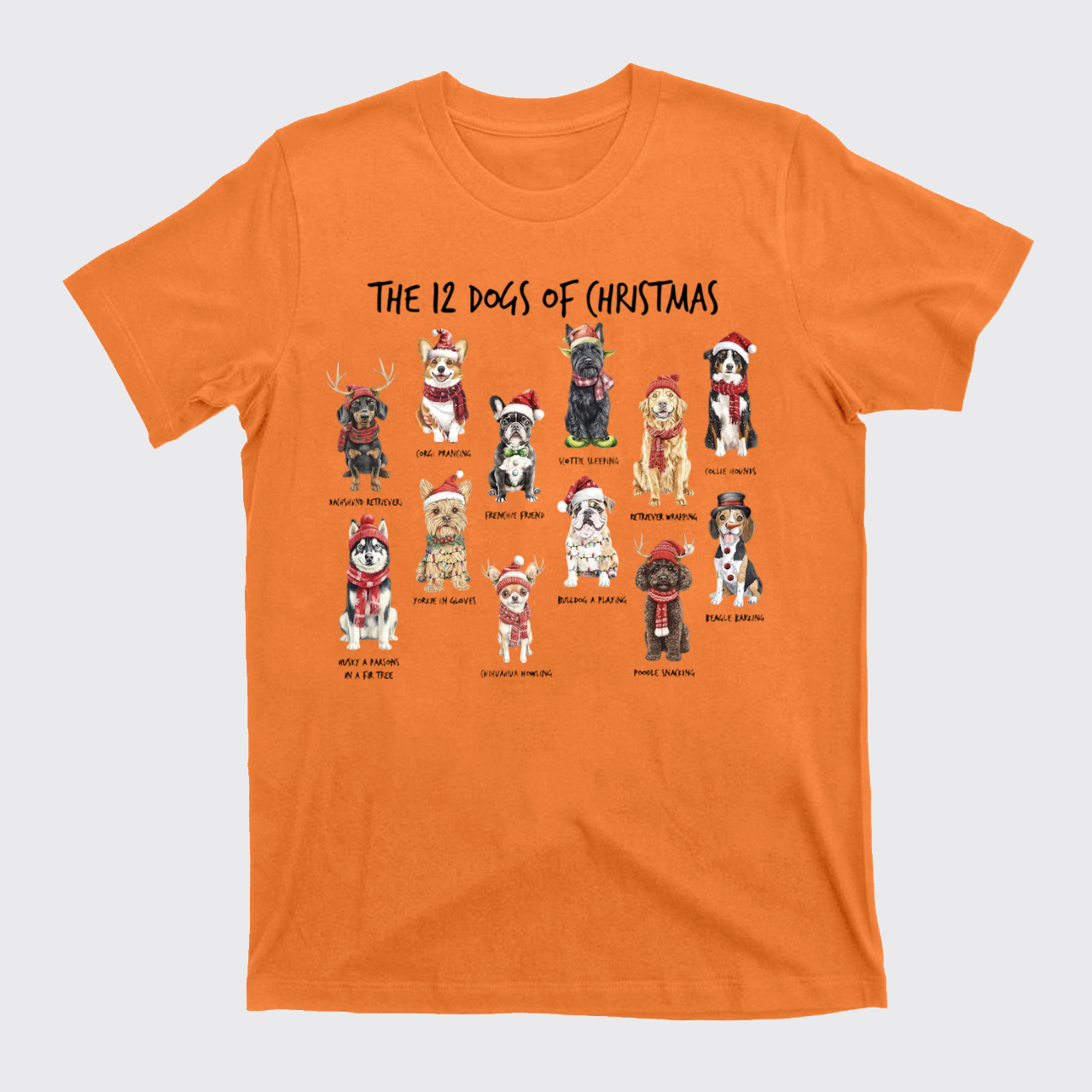 Retro 12 Dogs of Christmas T-Shirts