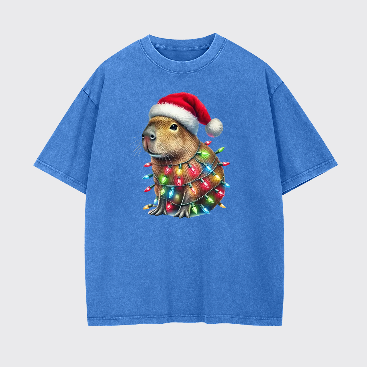 Capybara Christmas Lights Garment-dye Tees