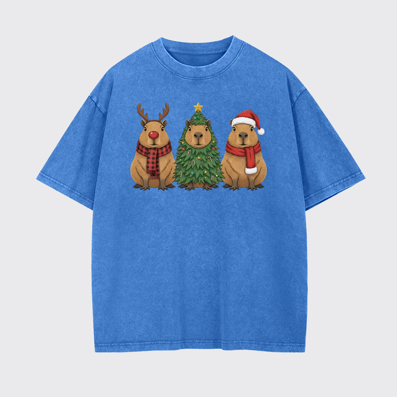 Santa Capybara Christmas Garment-dye Tees