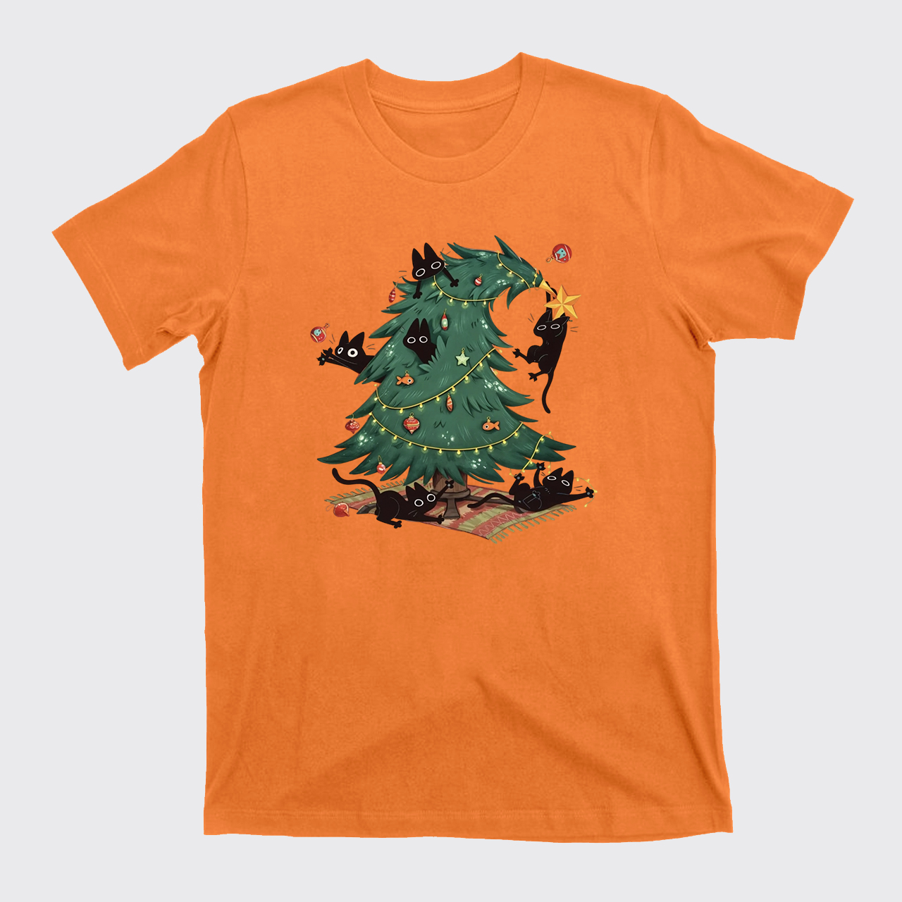 Christmas Tree And Black Cat T-Shirts