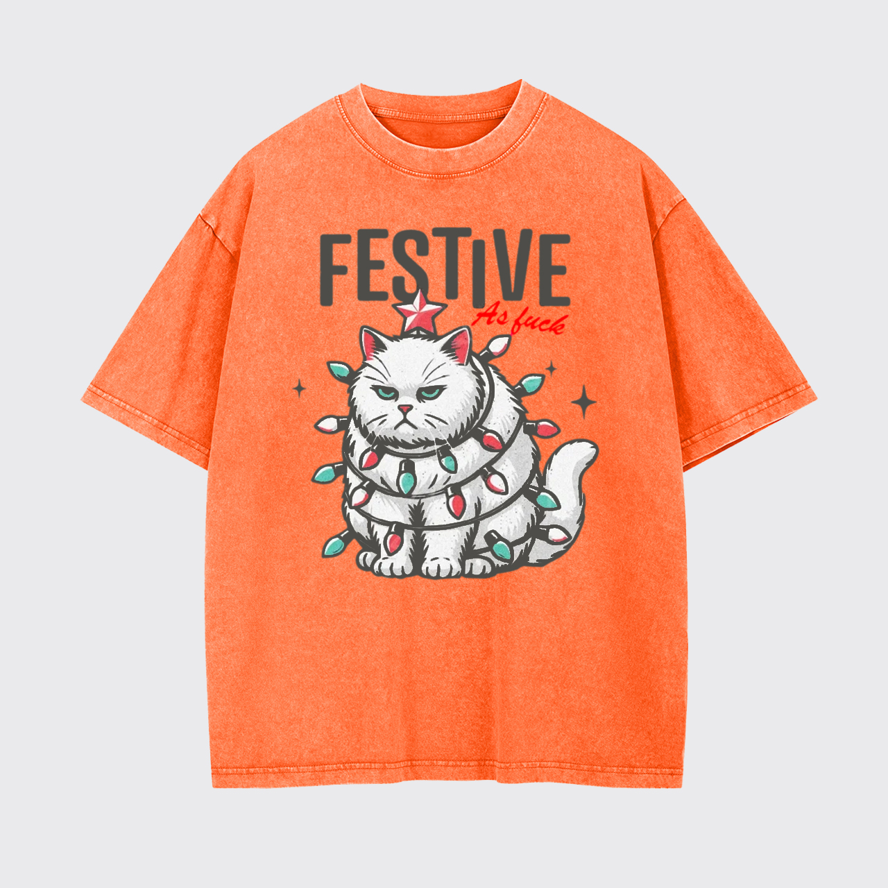 Funny Christmas Cat Sarcastic Holiday Garment-dye Tees