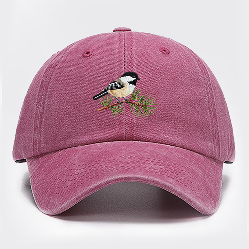Embroidered Chickadee Baseball Cap