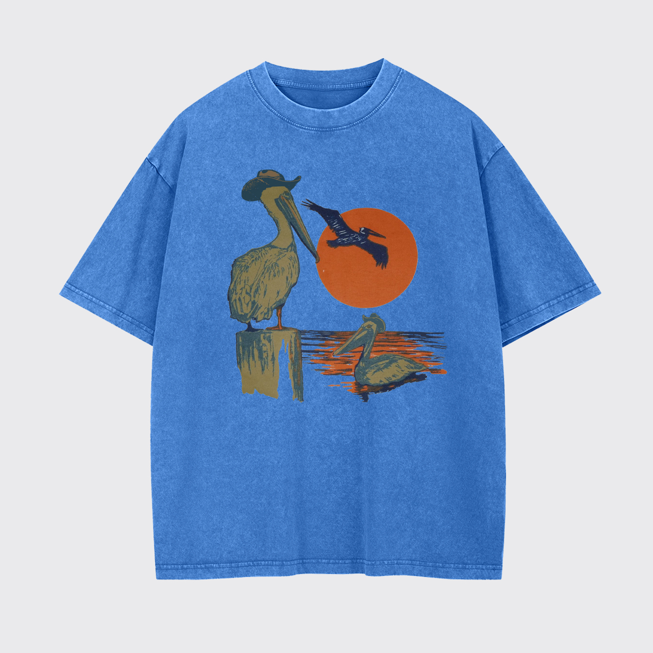Western Sunset Cowboy Pelican Garment-dye Tees