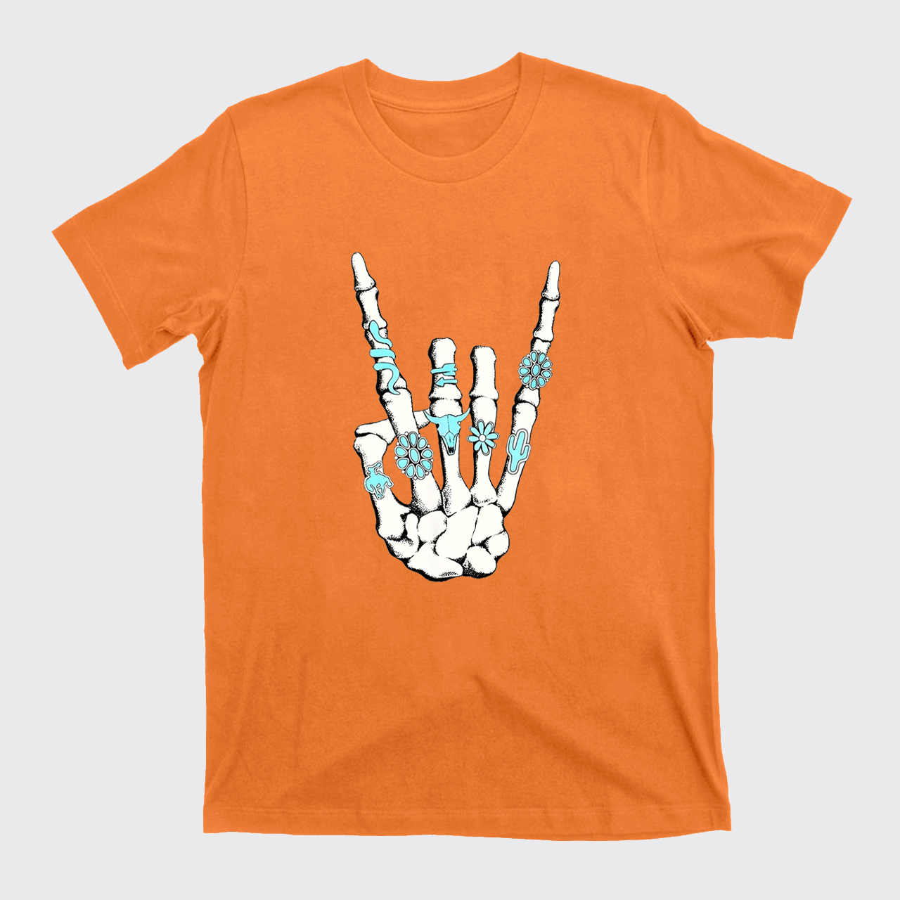Western Rock On Skeleton T-Shirts