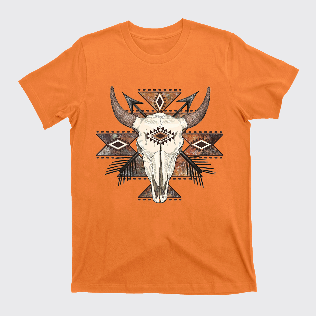Rustic Aztec Cow Skull T-Shirts