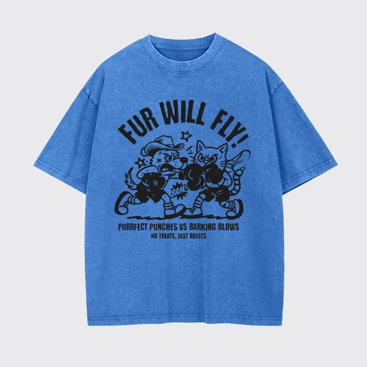 Western Purrfect Punches VS Barking Blows Garment-dye Tees