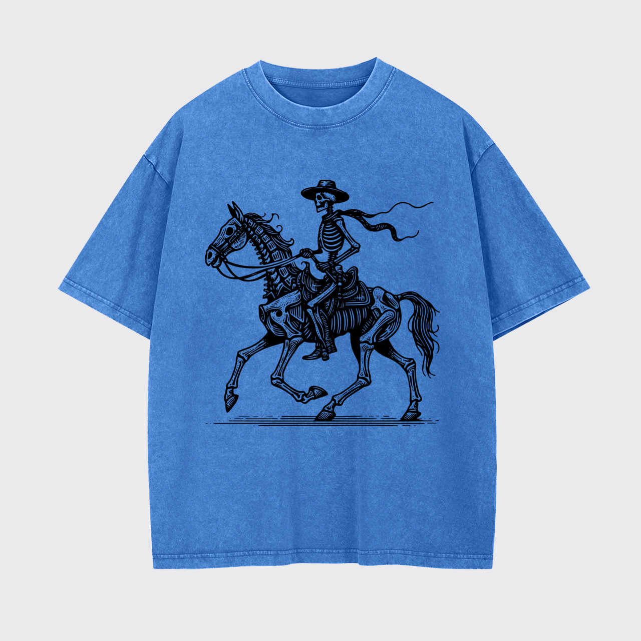 Classic Skeleton Cowboy on Horseback Garment-dye Tees
