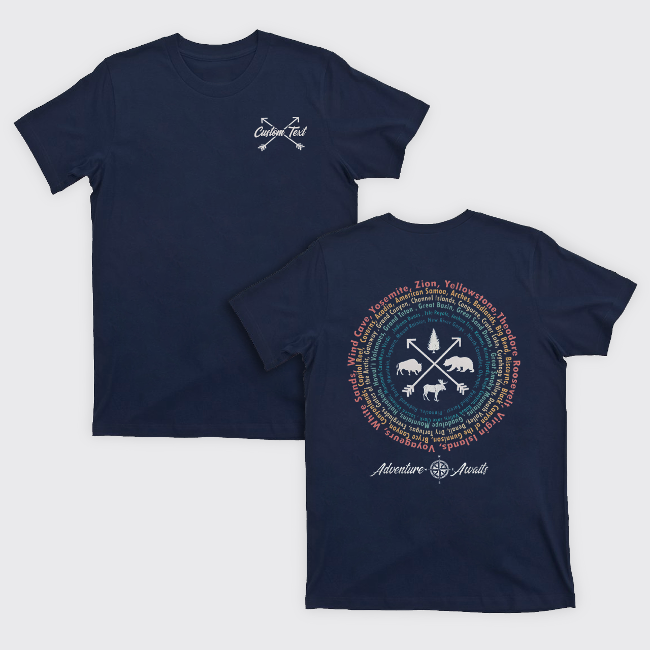 Personalized Compass And 63 National Park T-Shirts
