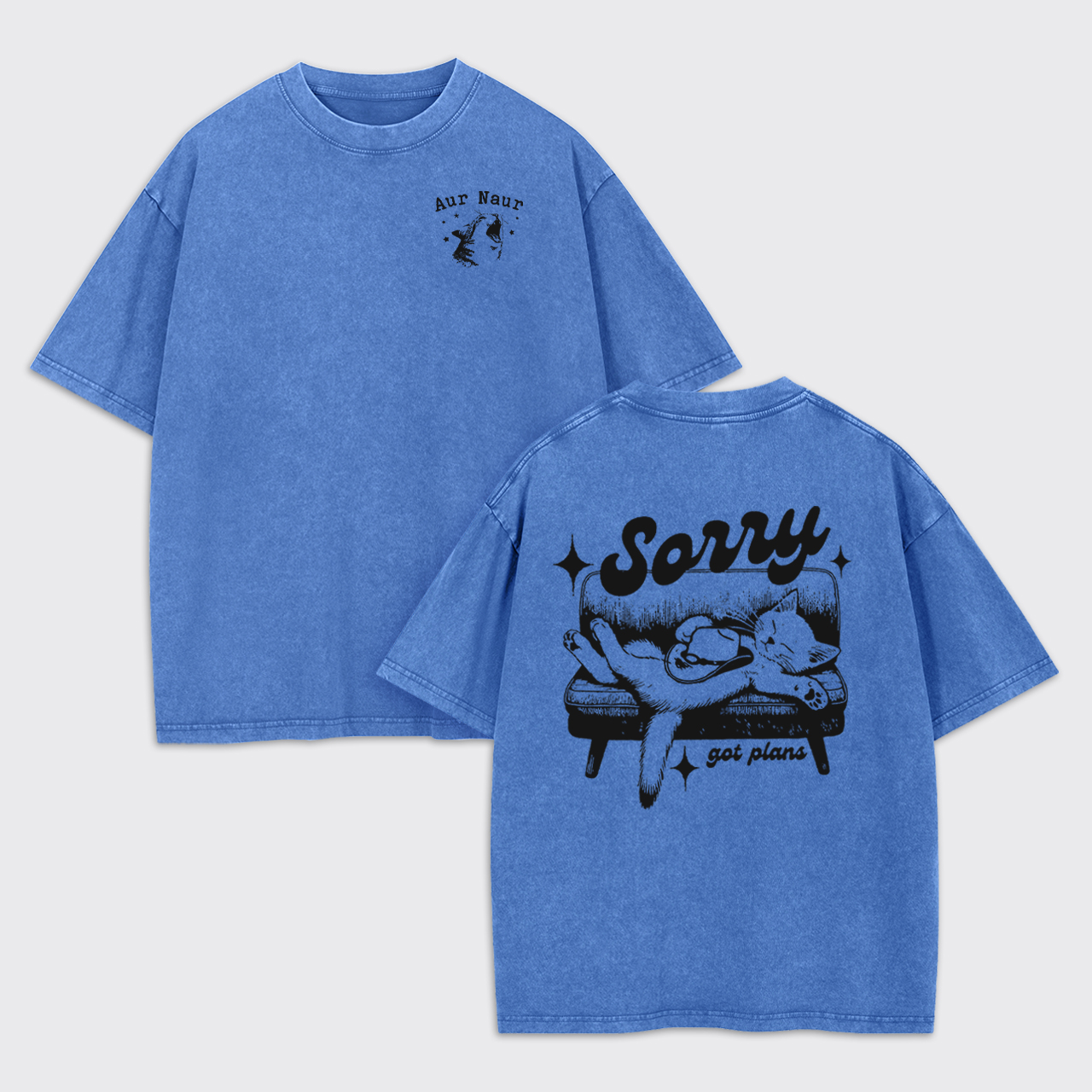 Funny Cat Sorry Got Plans Introver Garment-dye Tees