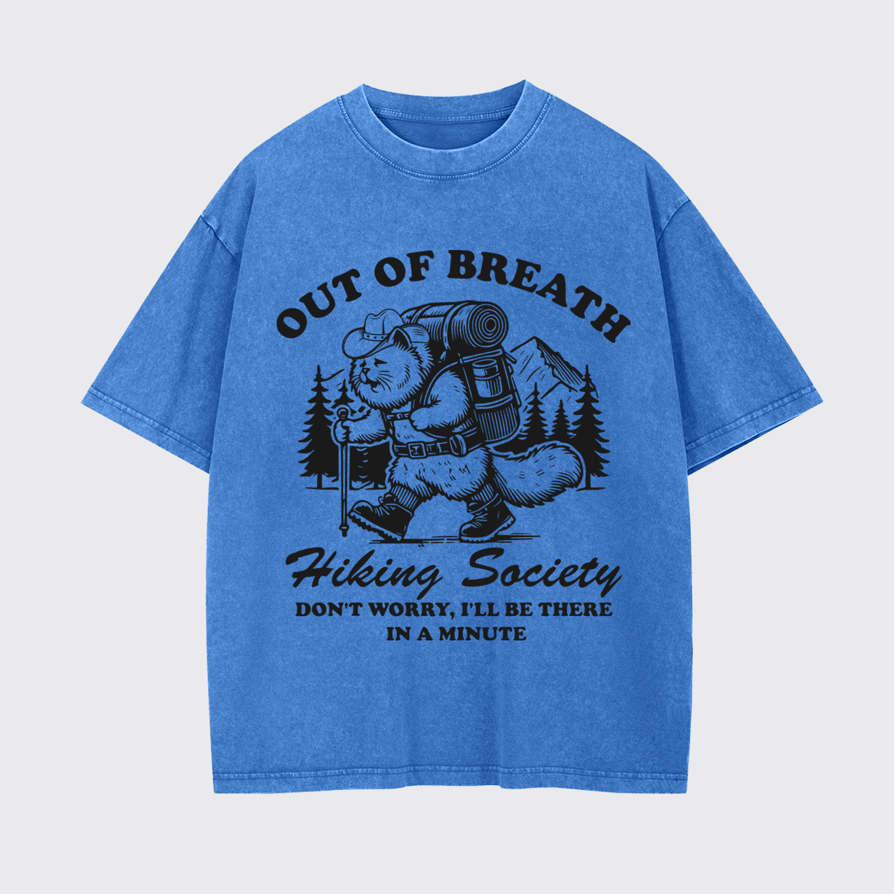 Mountain Hiking Adventurous Cat Garment-dye Tees