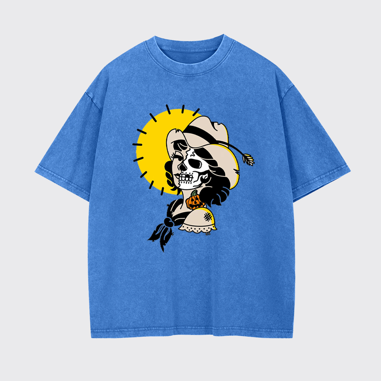 Halloween Skull Cowgirl Garment-dye Tees