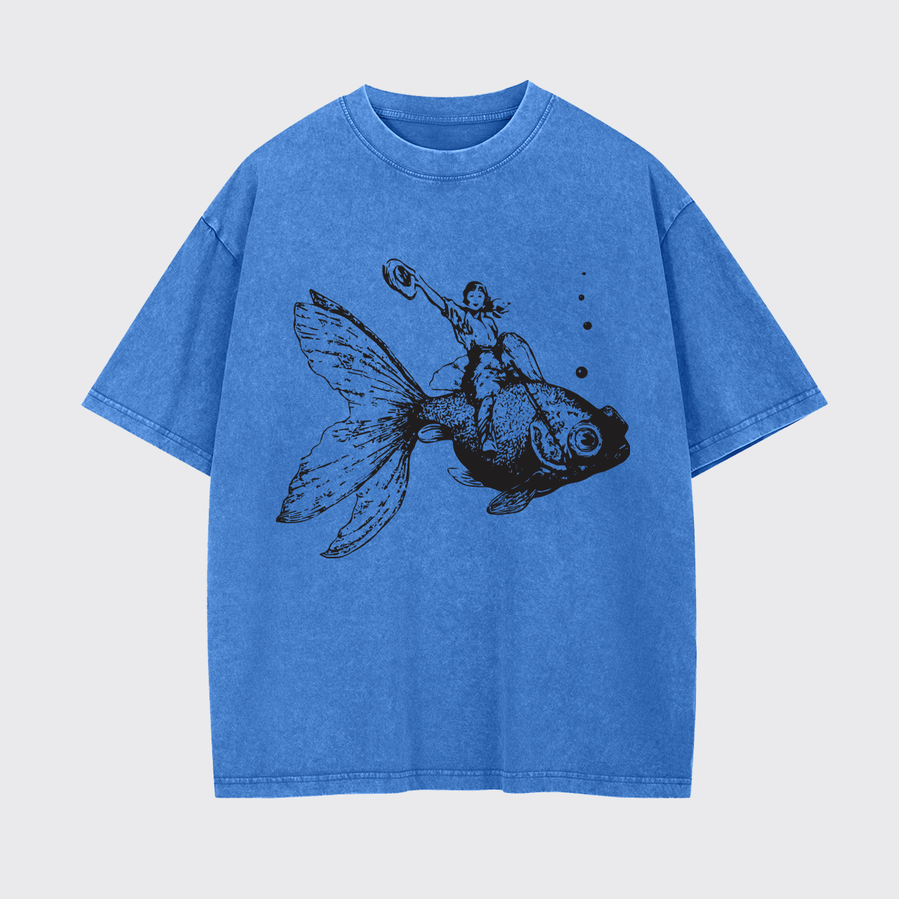 Goldfish-Riding Cowgirl Garment-dye Tees