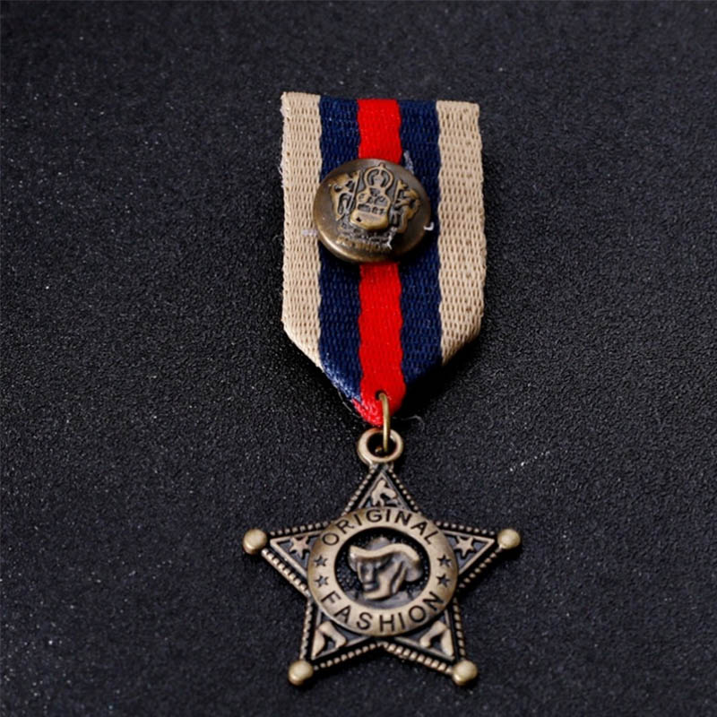 Western Cowboy Vintage Medal Brooch