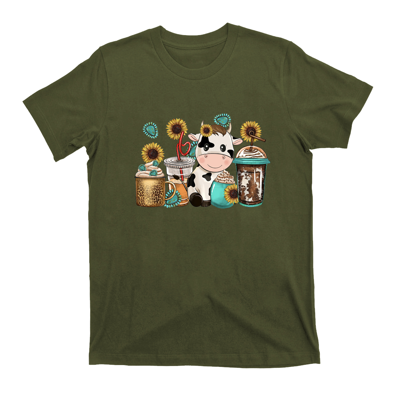Western Cow Coffee Cups T-Shirt
