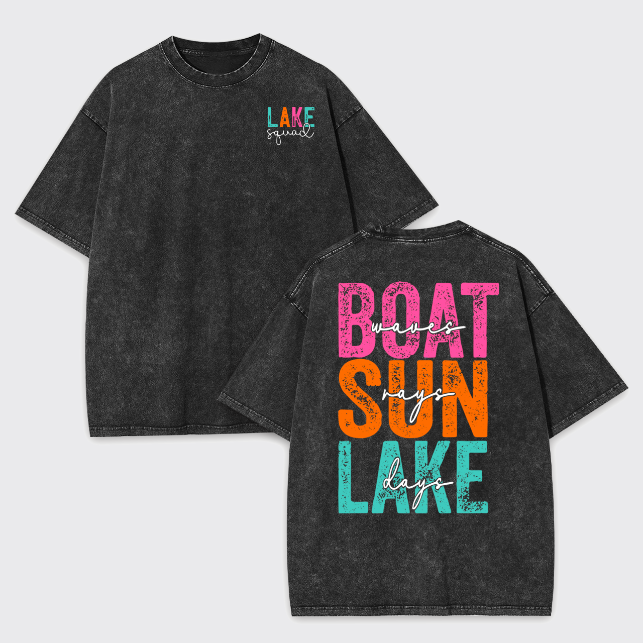 Hello Summer,Boat Waves Sun Rays Lake Garment-dye Tees