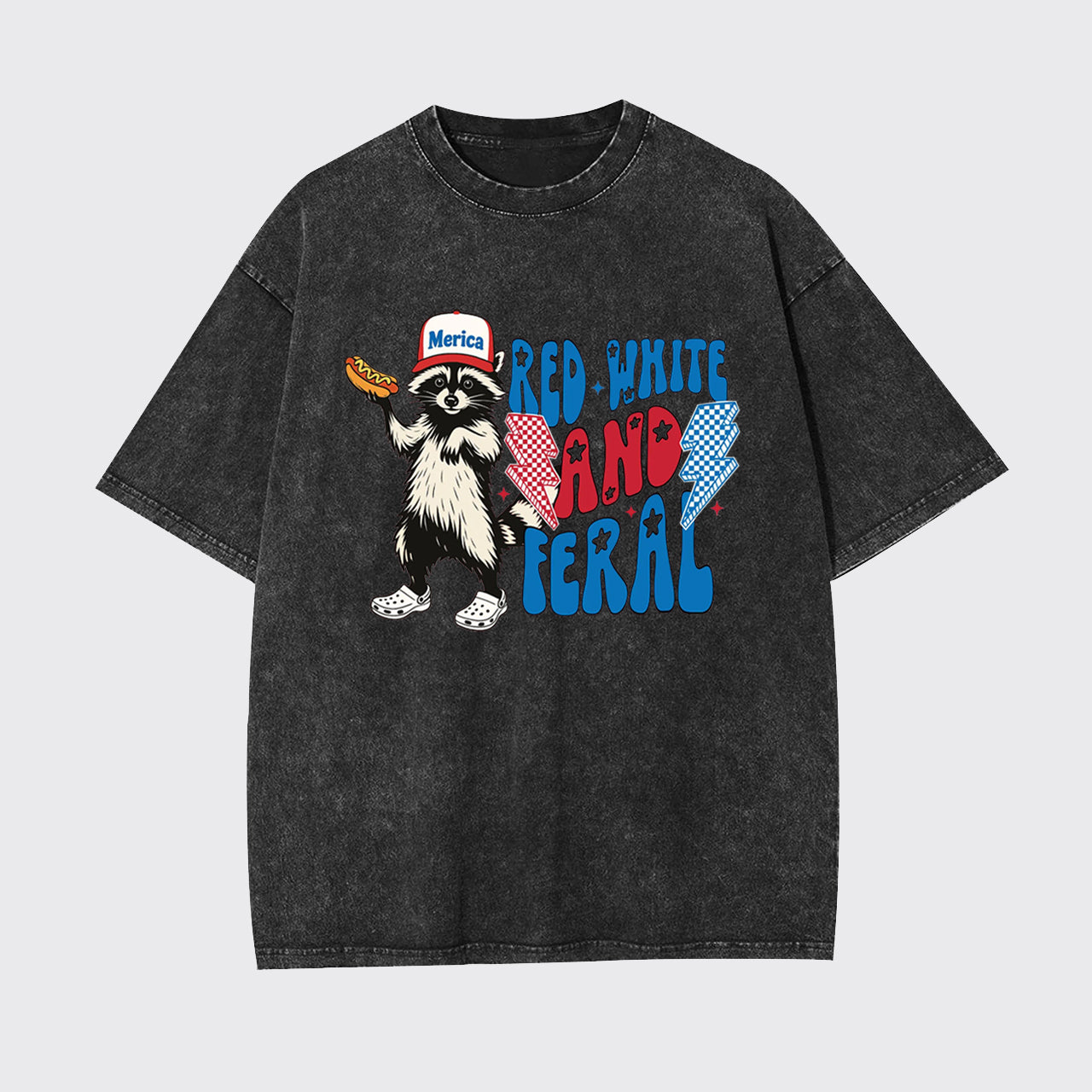 4th Of July-Red White And Feral Garment-dye Tees