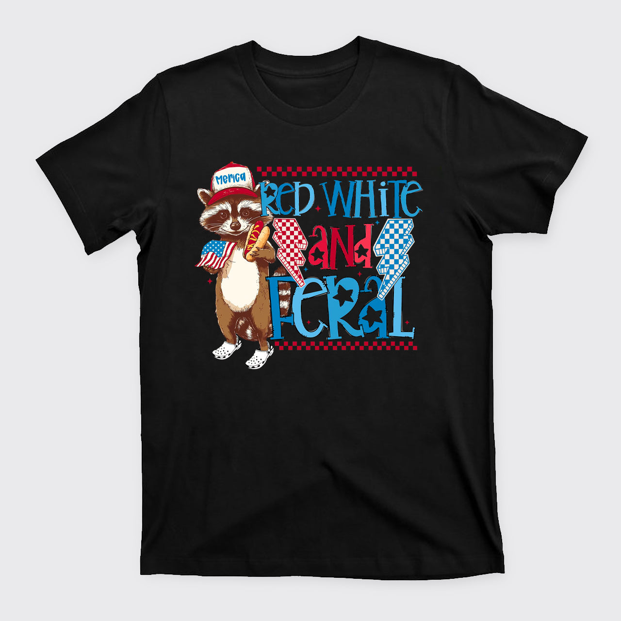 Funny USA-Red White And Feral T-Shirts