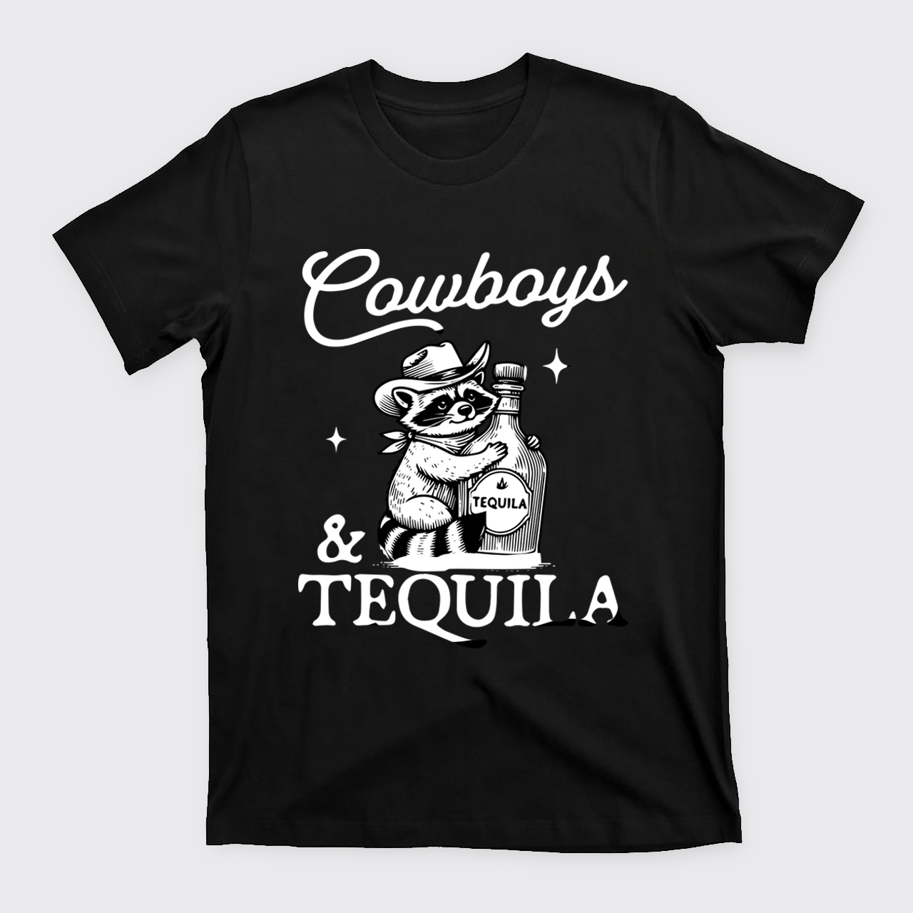 Funny Raccoon-Cowboys & Tequila T-Shirts