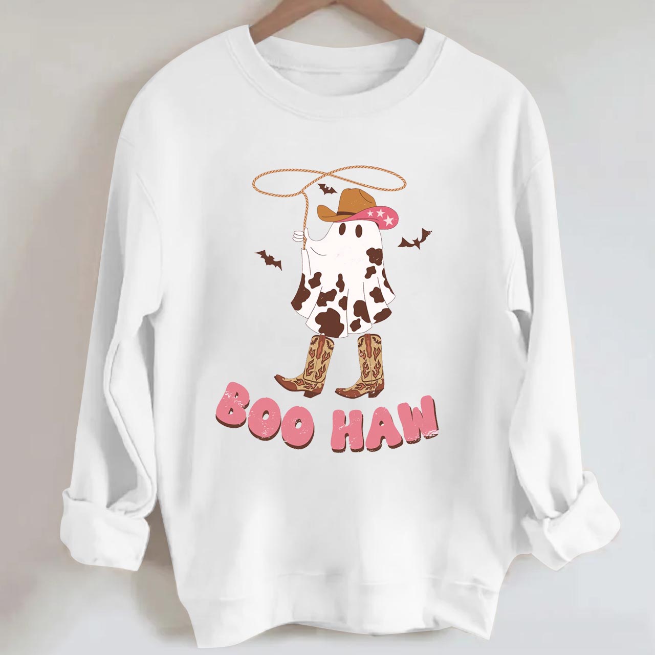 Boo Haw Ghost Cowboy Boot Fall Sweatshirt
