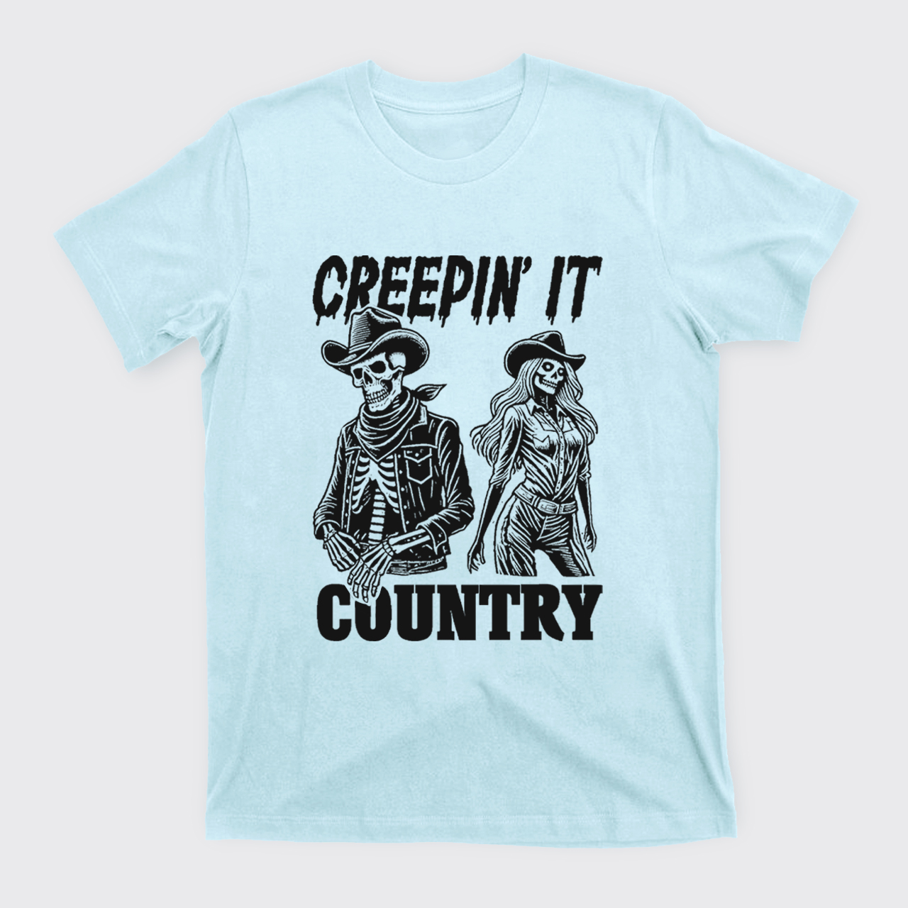 Creepin' It Cowboy Skeleton Cowgirl Ghost T-Shirts