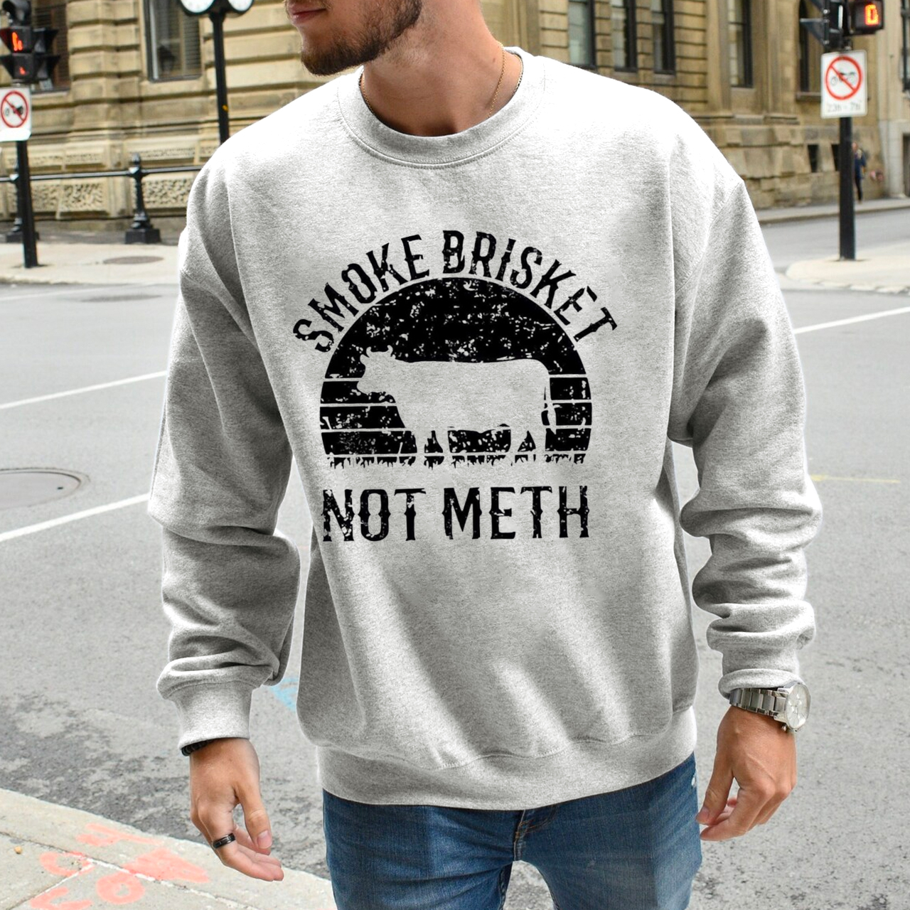 Smoke Brisket Not Meth Cowboy Sweatshirt