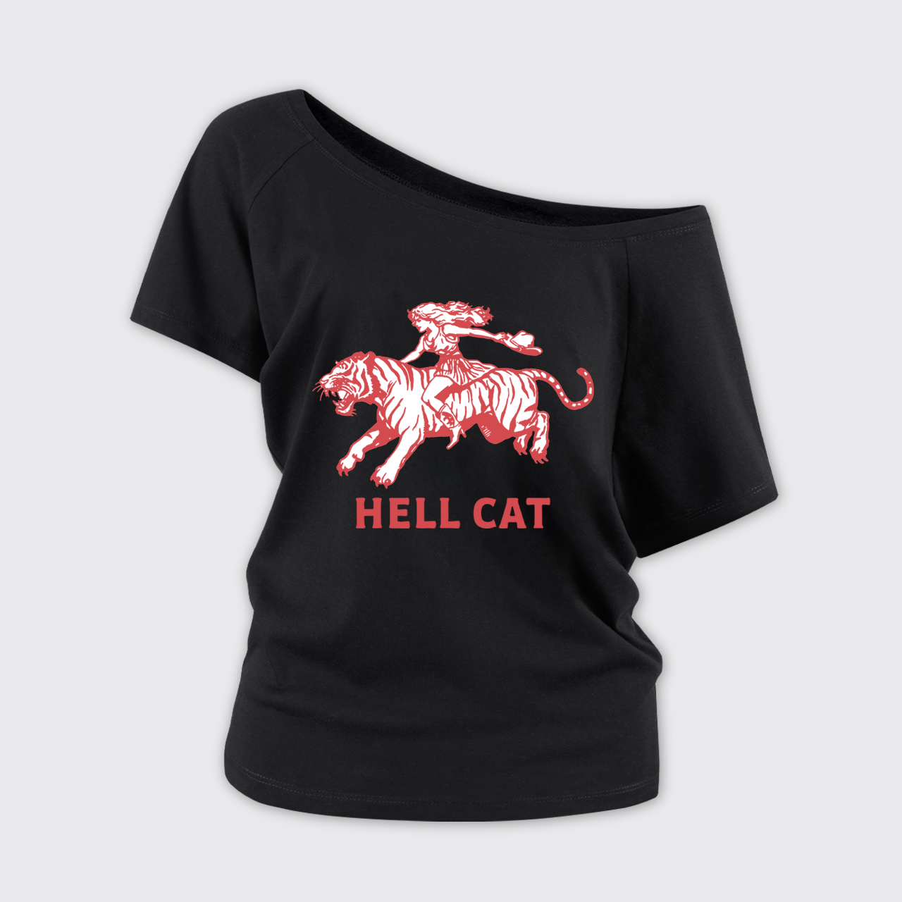 Retro Cowgirl Hell Cat Off Shoulder Top