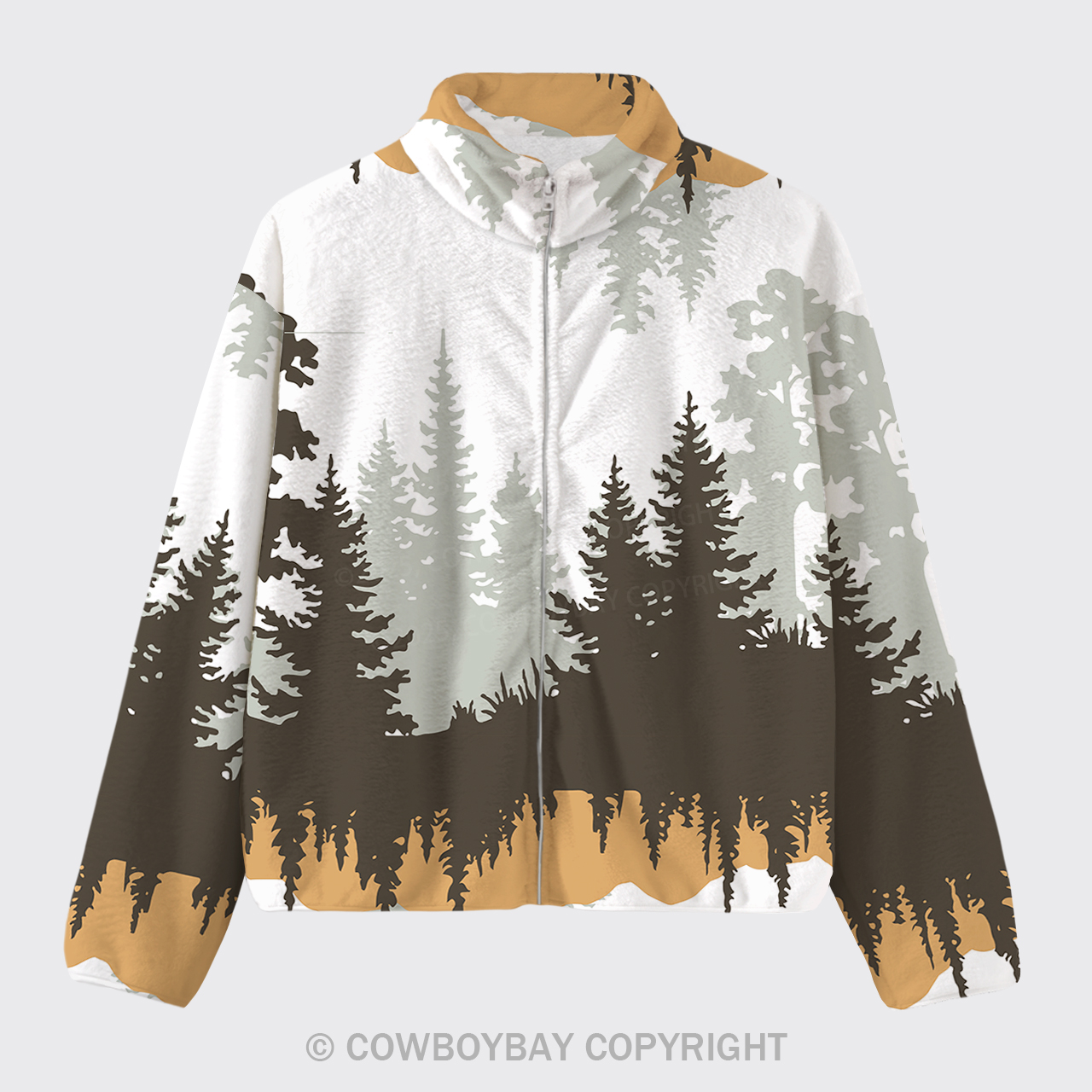 Fir Tree Forest Border Fleece Jacket