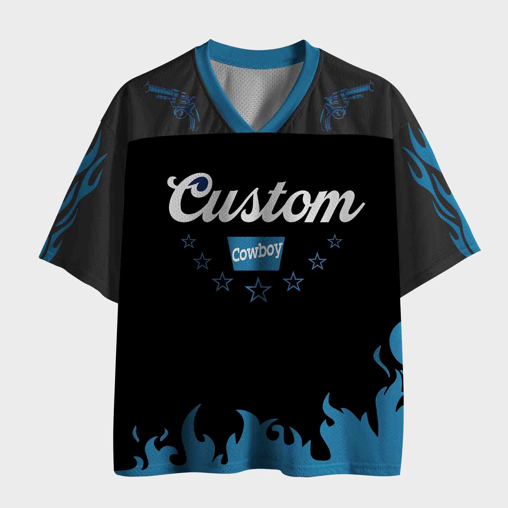Personalized Cowboy Blue Star Mesh Jersey