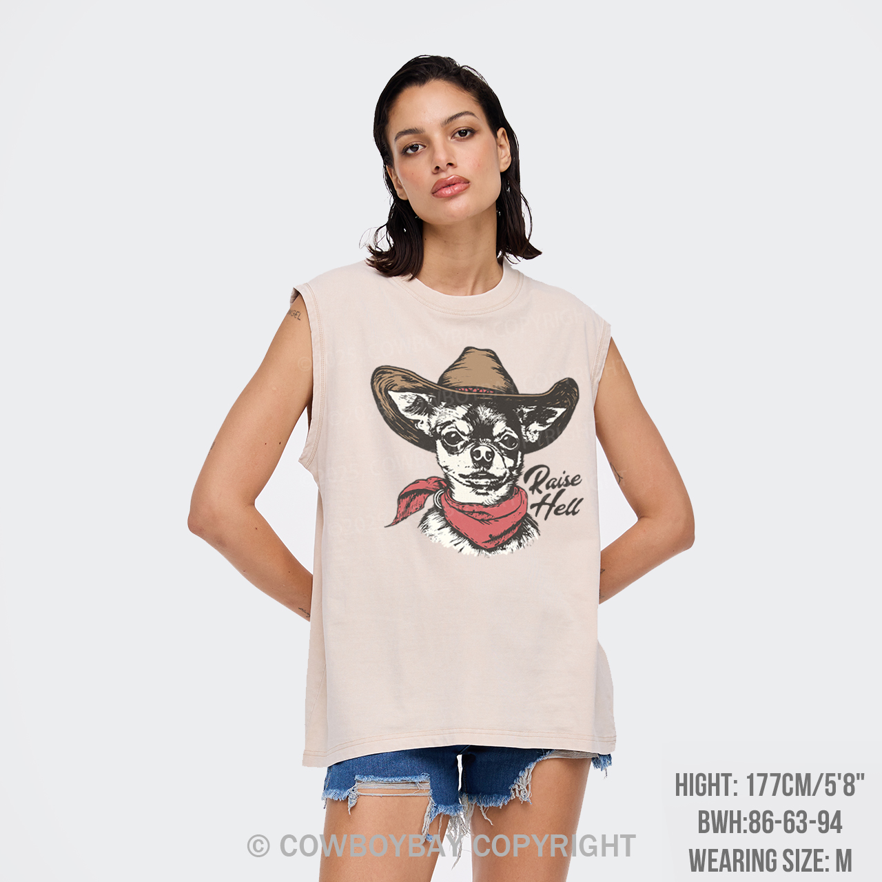 Cowboy Chihuahua,Raise Hell Washed Tanks