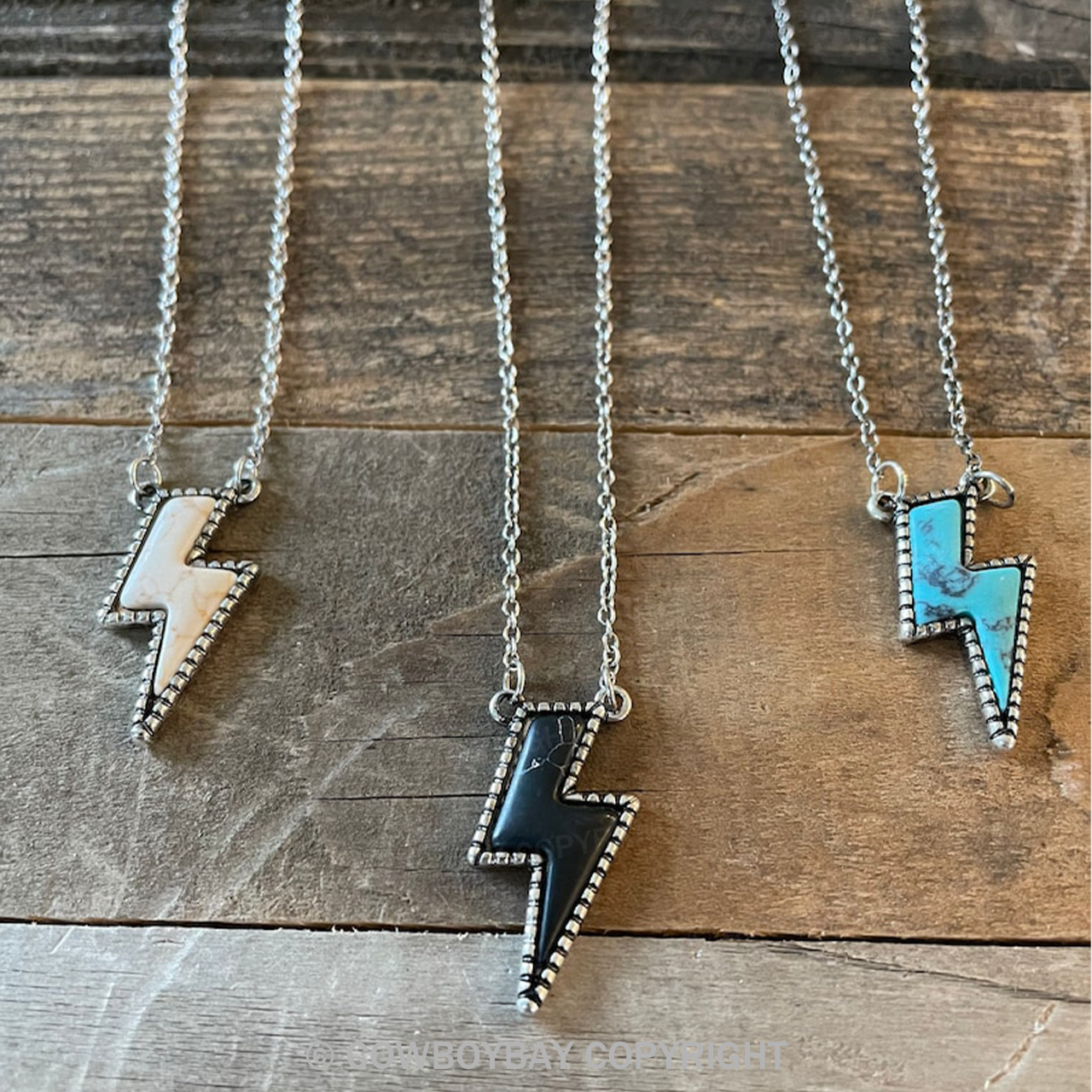 Vintage Lightning Set Turquoise Pendant Necklace