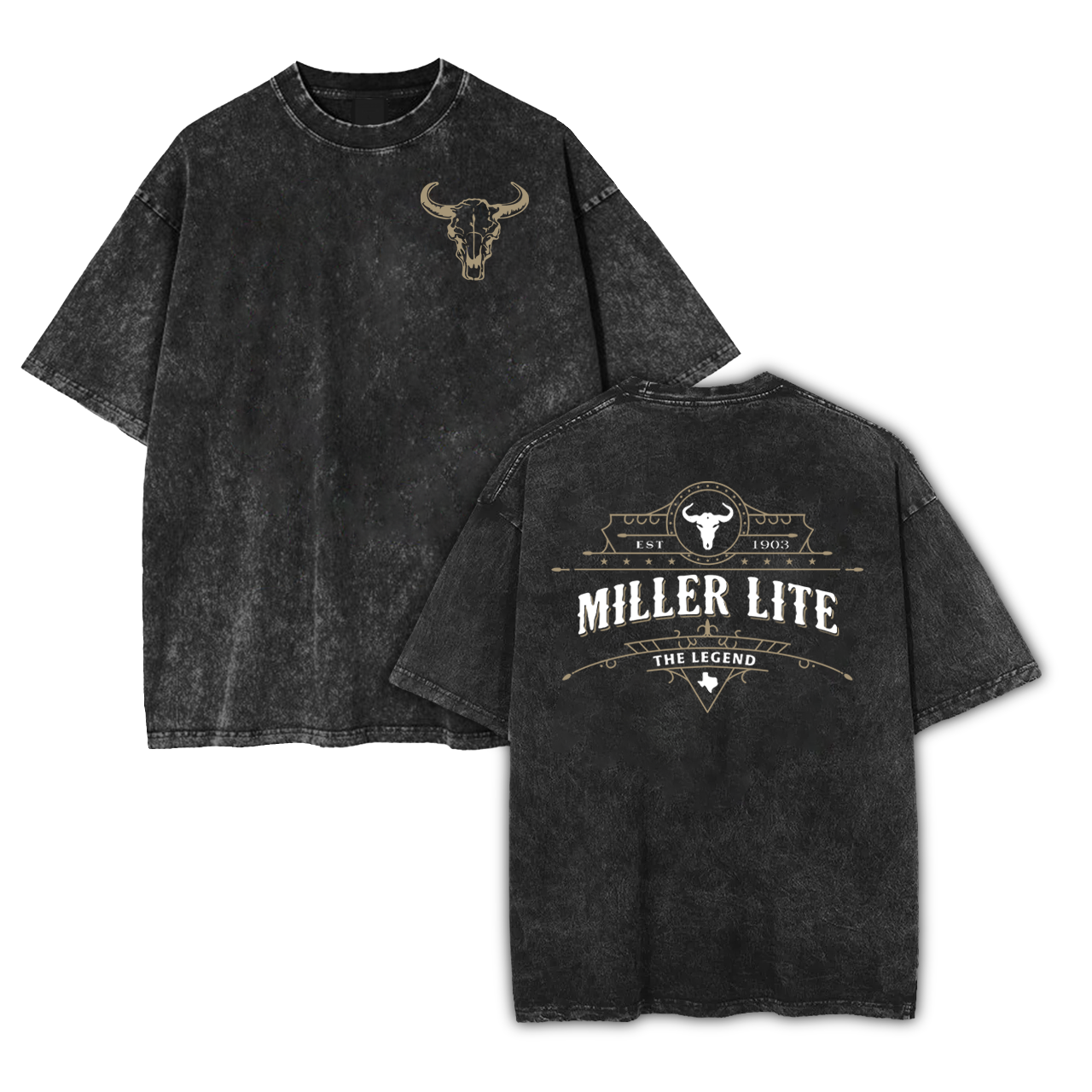 The Legend Miller Lite Bullhead Garment-dye Tees