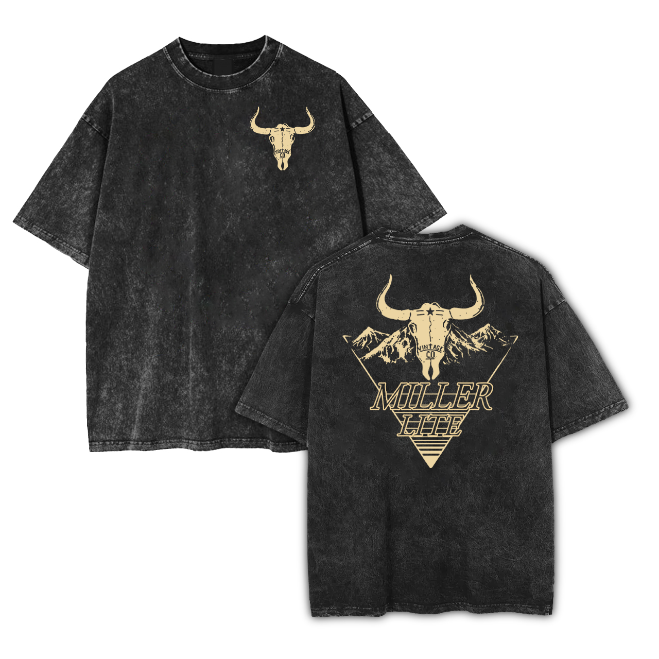 Western Cowboy Vintage Bullhead Garment-dye Tees
