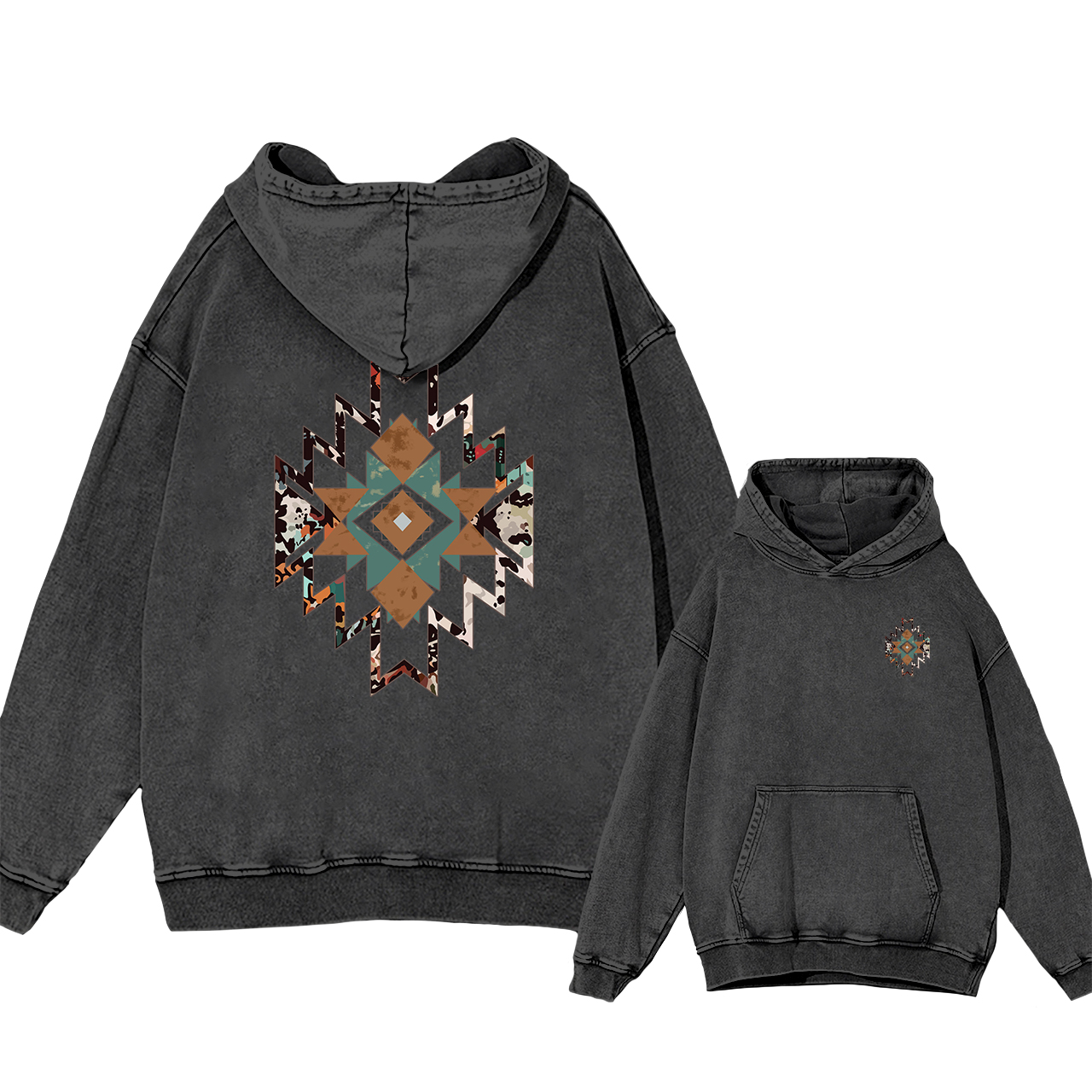Cowboy Aztec Double-Sided Print Hoodies