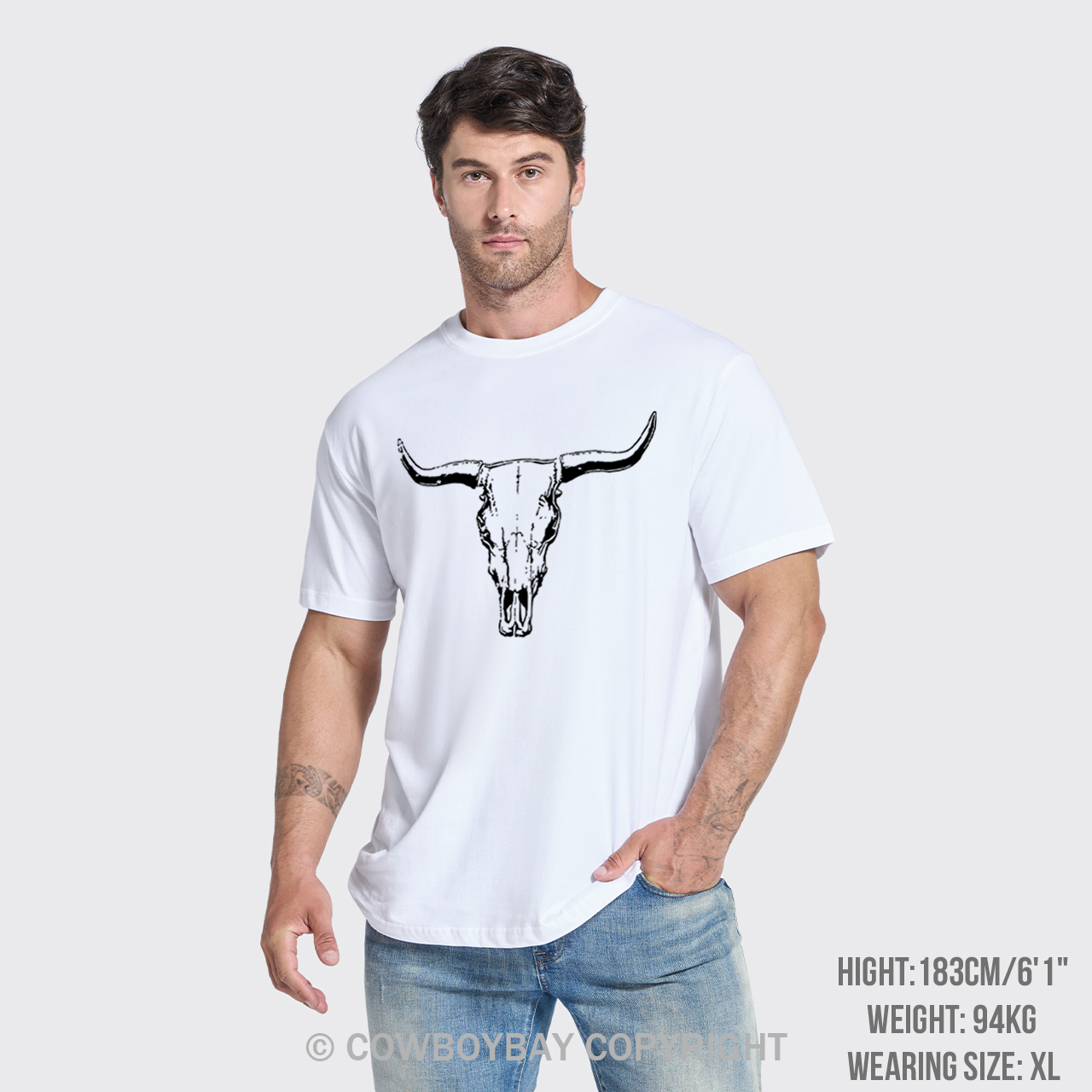 Boho Cow Skull  Western Cowboy T-shirt