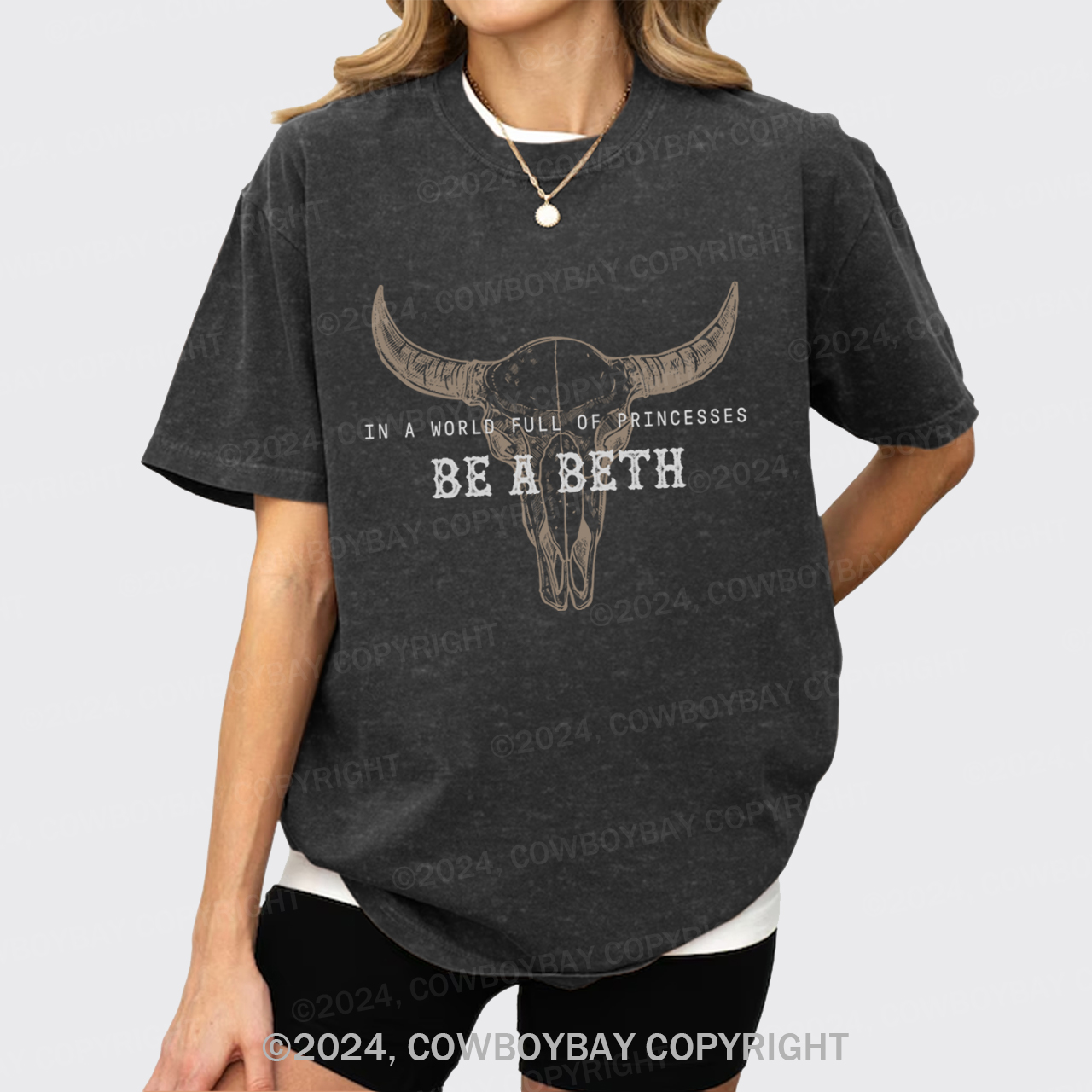 Cowboybay,Boho Cow Skull Garment-dye Tees