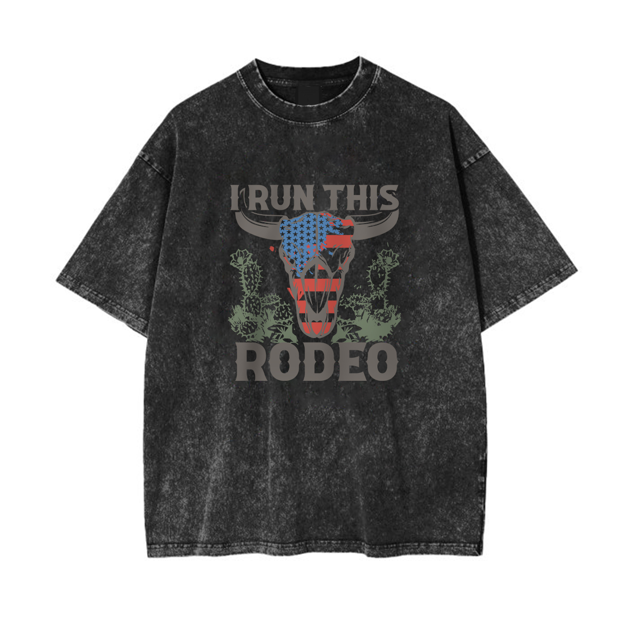 I Run This Rodeo America Cow Garment-dye Tees