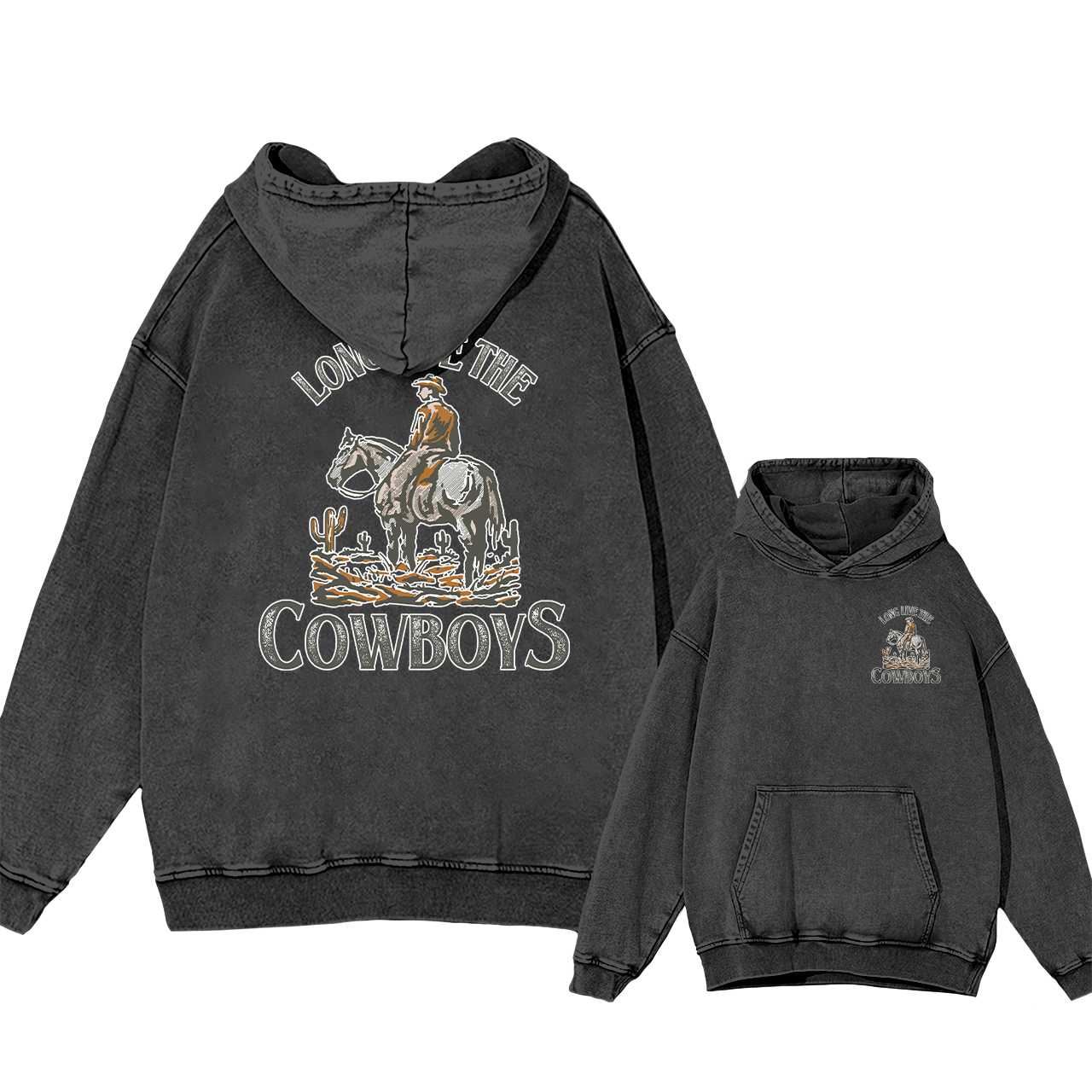 Cowboy Long Live Horse Garment-Dye Hoodies